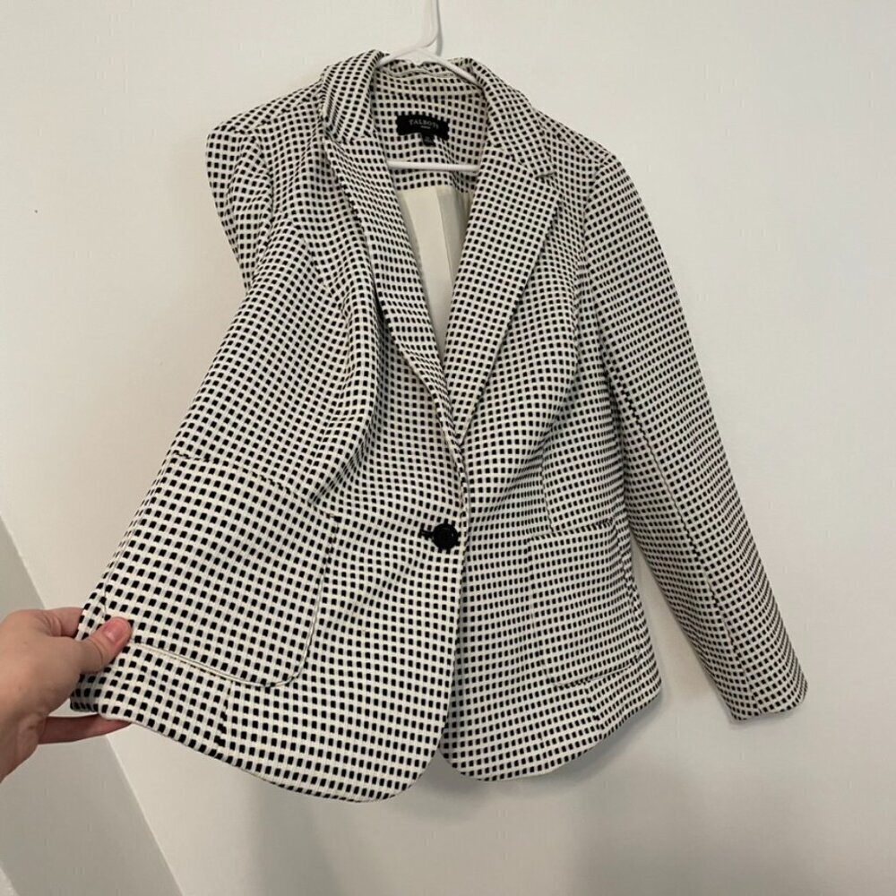 Talbots Plus Size Textured Checked Blazer Cream B… - image 7
